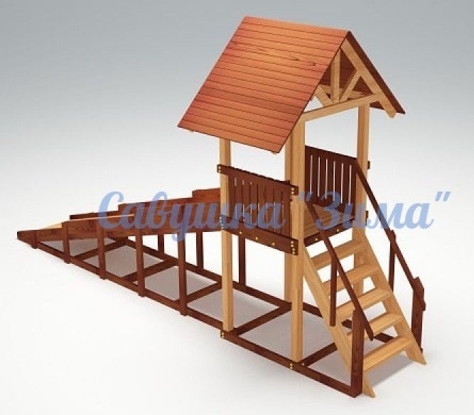 Зимняя деревянная игровая горка Савушка Зима-5