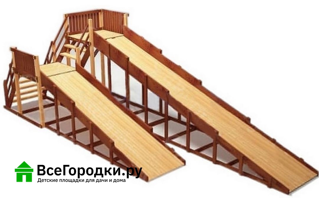 Зимняя деревянная игровая горка Савушка Зима-7