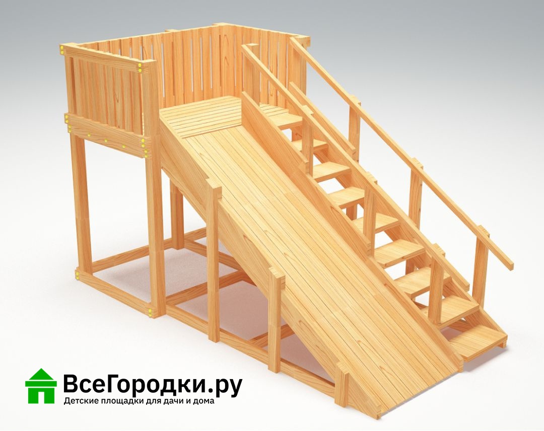 Зимняя деревянная игровая горка Савушка Зима Wood-3 - купить с доставкой и  установкой в Москве и МО