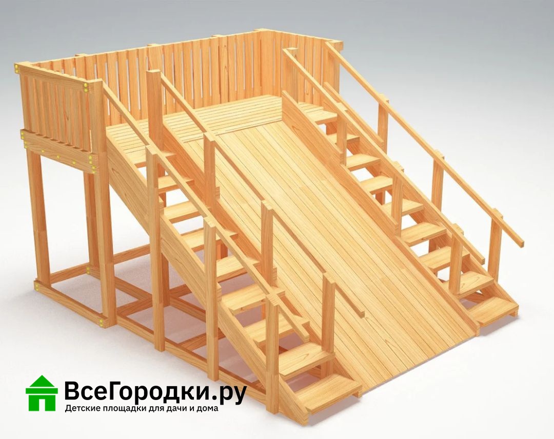 Зимняя деревянная игровая горка Савушка Зима Wood-4