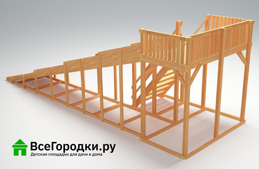 Зимняя деревянная игровая горка Савушка Зима Wood-6