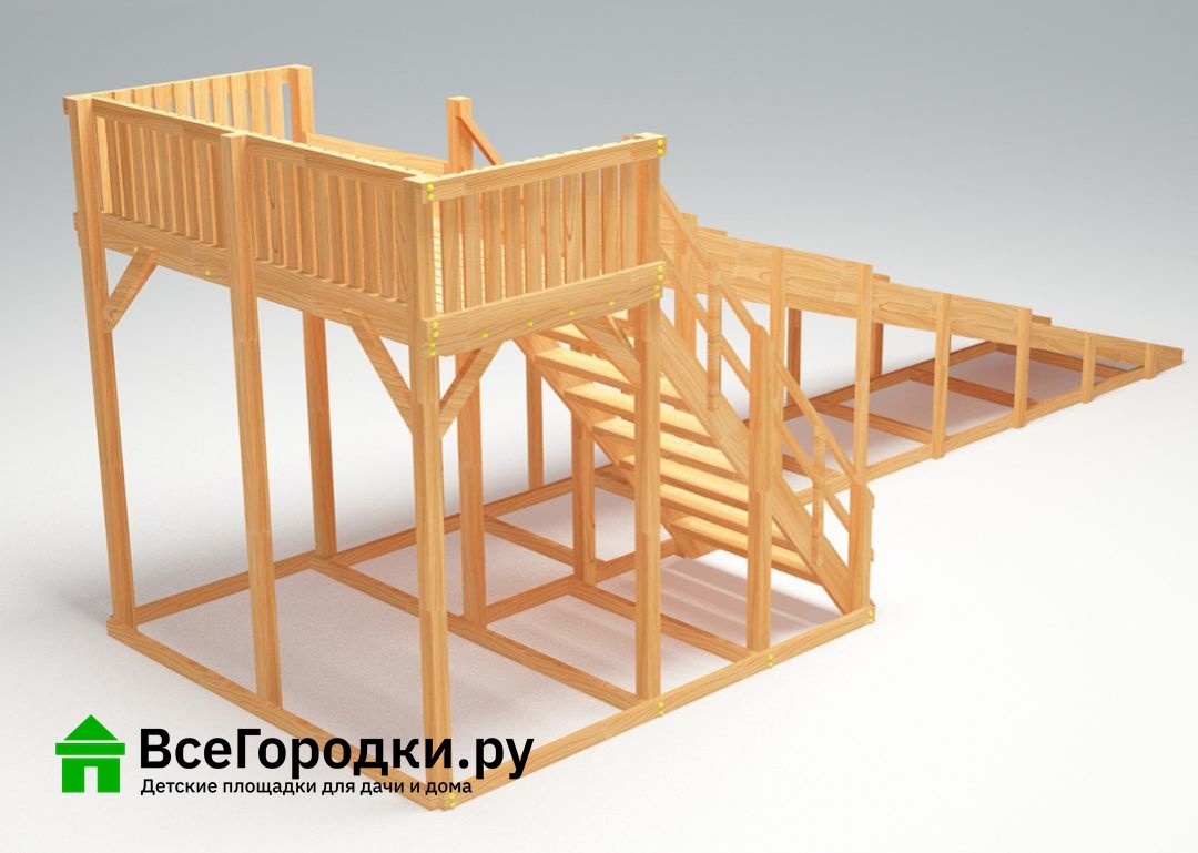Зимняя деревянная игровая горка Савушка Зима Wood-6