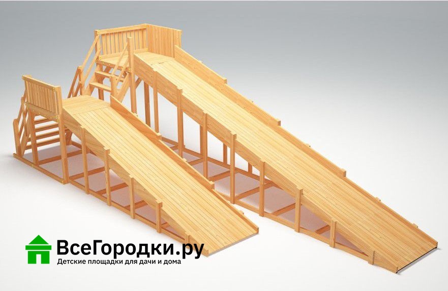 Зимняя деревянная игровая горка Савушка Зима Wood-7