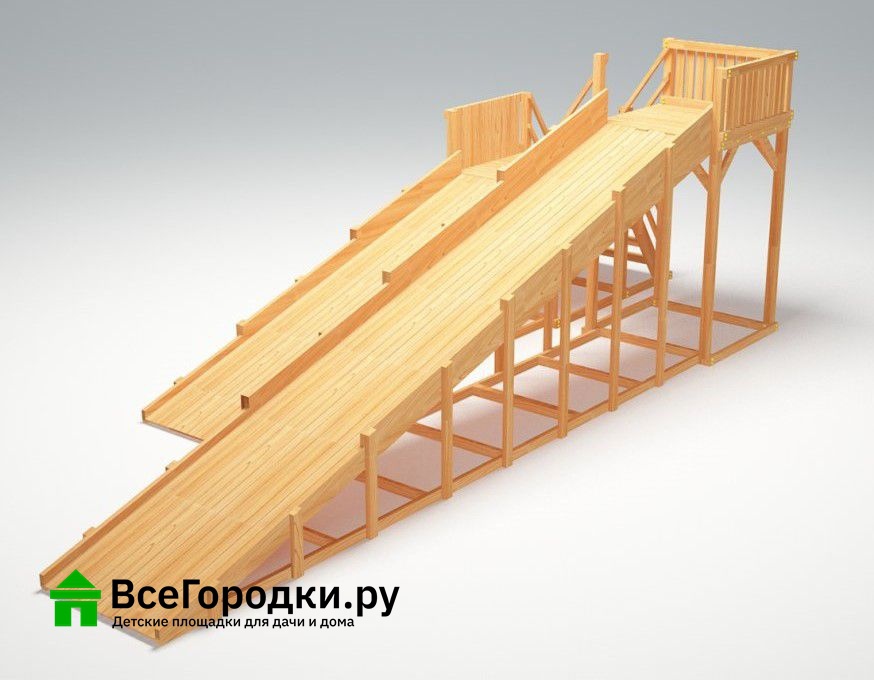 Зимняя деревянная игровая горка Савушка Зима Wood-7