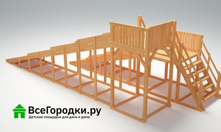 Зимняя деревянная игровая горка Савушка Зима Wood-7