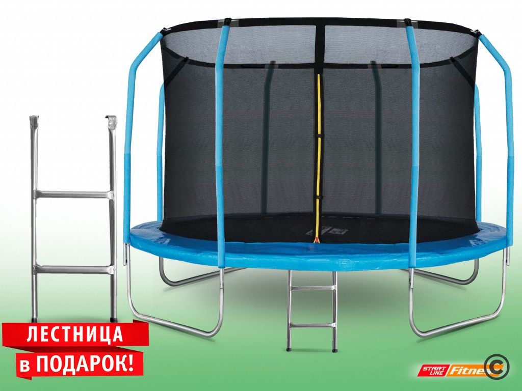 Батут StartLine 12 футов с внутренней сеткой и лестницей