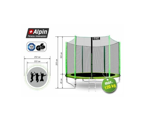 Батут ALPIN 2.52м с защитной сеткой и лестницей