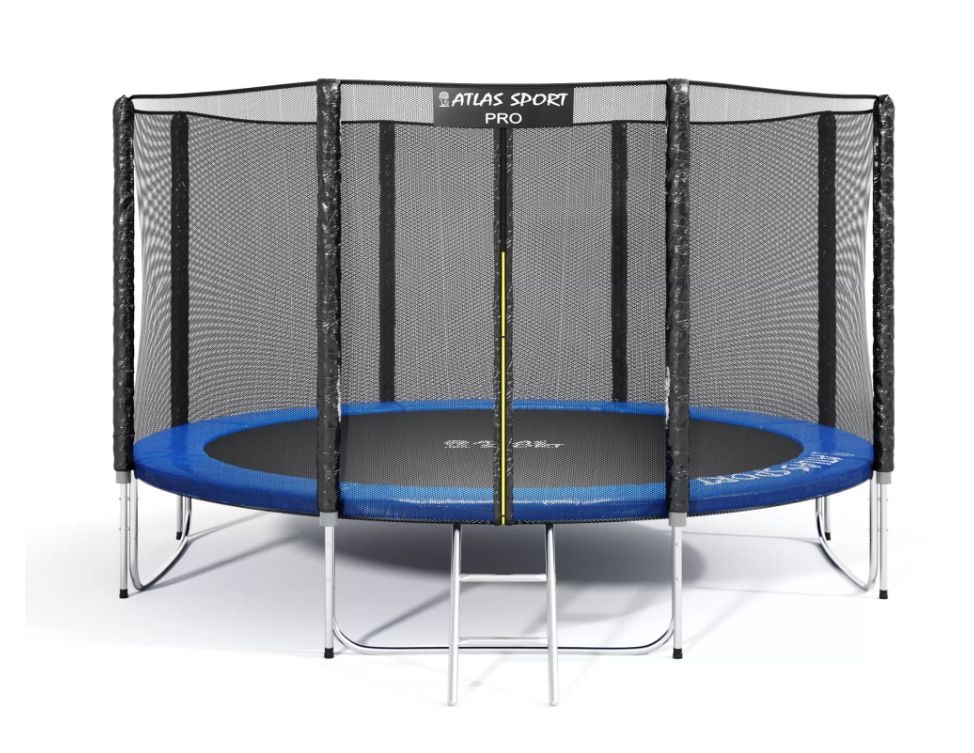 Батут Atlas Sport 374 см - 12ft PRO (усиленные опоры) BLUE