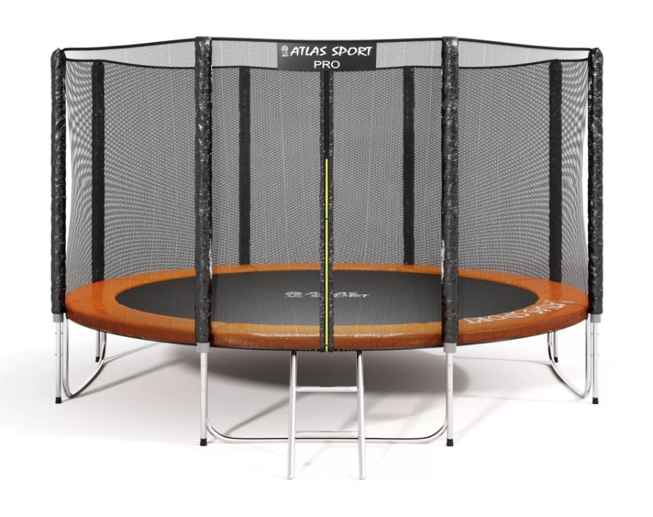 Батут Atlas Sport 374 см - 12ft PRO (усиленные опоры) ORANGE