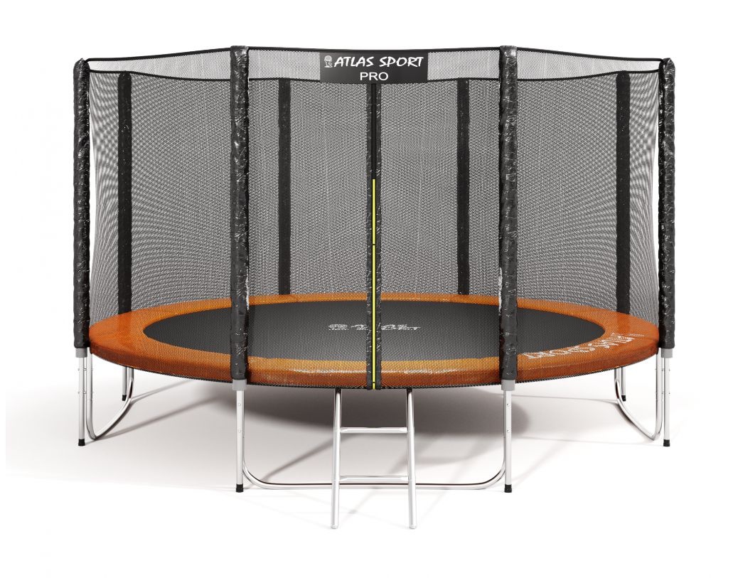 Батут Atlas Sport 435 см (14ft) PRO (усиленные опоры) ORANGE