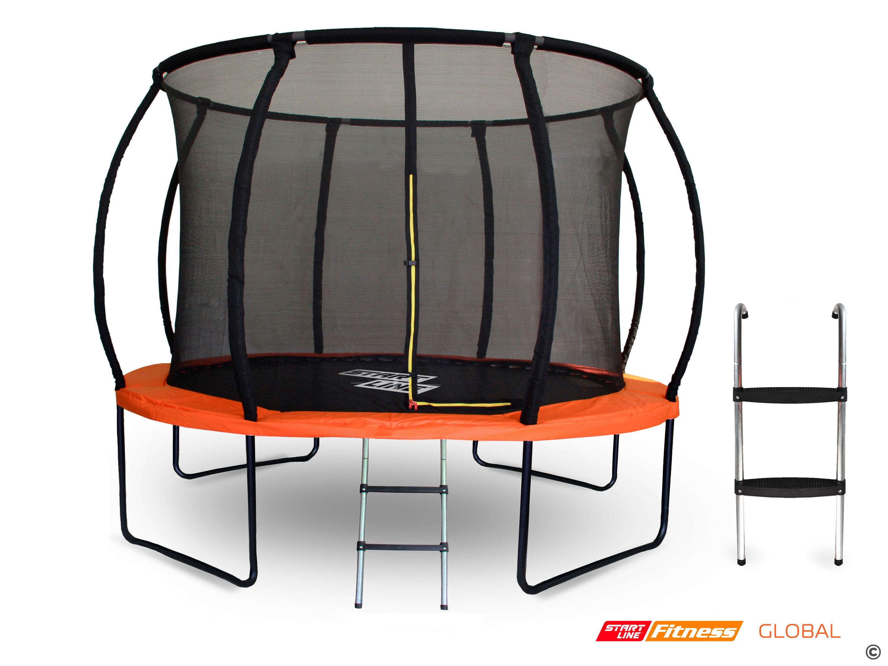 Батут GLOBAL PRO 10 футов с внутренней сеткой и лестницей