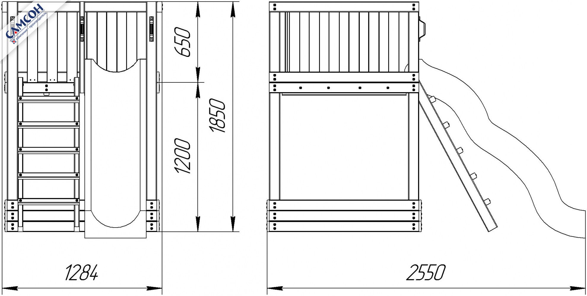 Детская деревянная игровая площадка Самсон 1-й Элемент