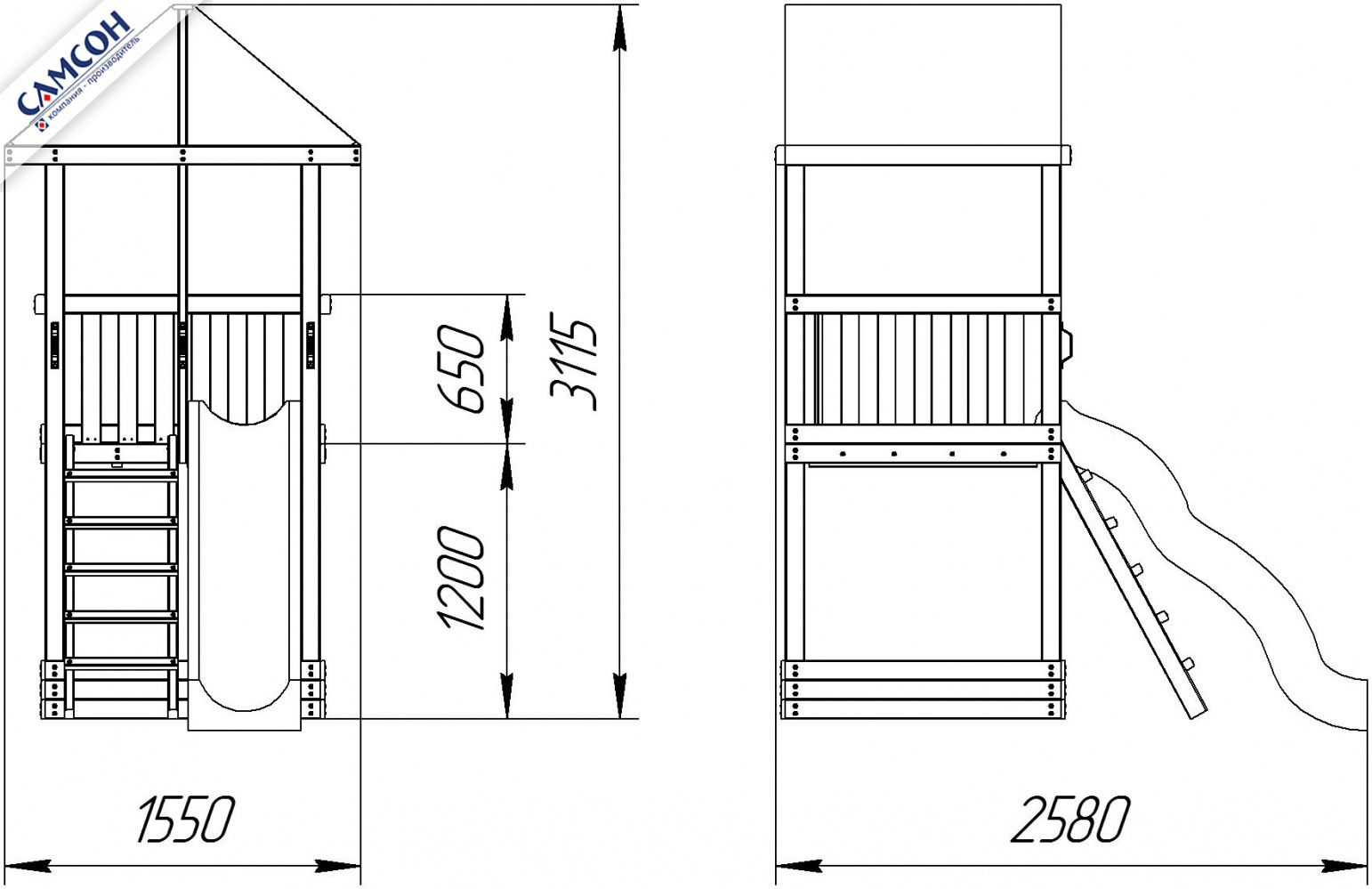Детская деревянная игровая площадка Самсон 2-й Элемент