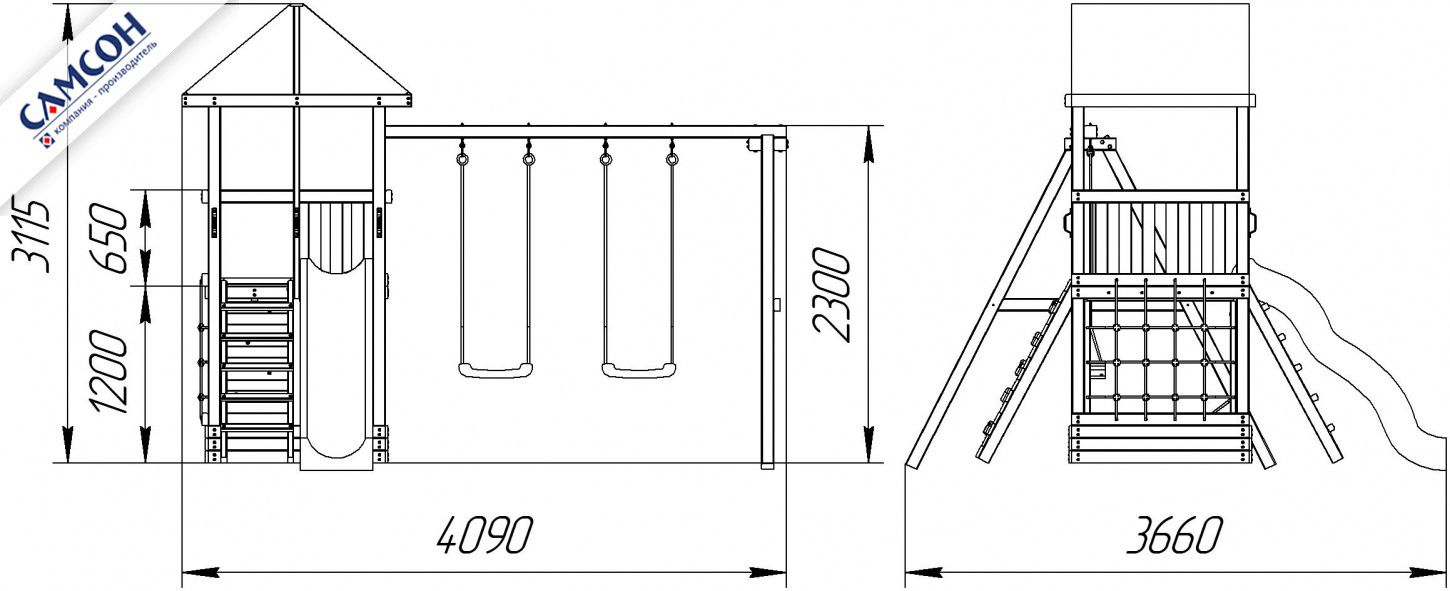 Детская деревянная игровая площадка Самсон 4-й Элемент