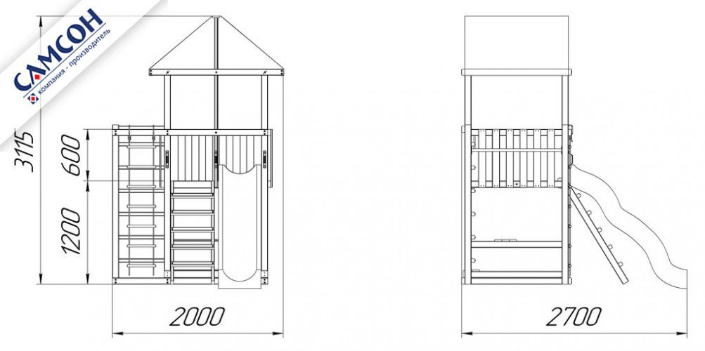 Детская деревянная игровая площадка Самсон 9-й Элемент