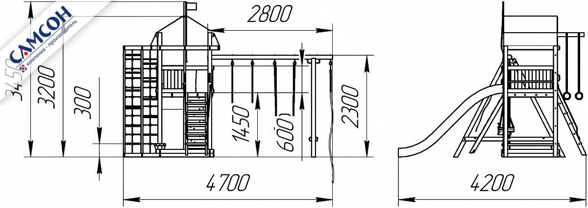 Детская деревянная игровая площадка Самсон Аляска
