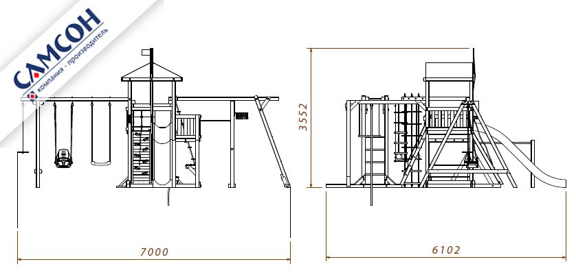 Детская деревянная игровая площадка Самсон Бретань Семейная