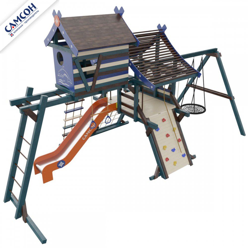 Детская деревянная игровая площадка Самсон Хижина Санторини