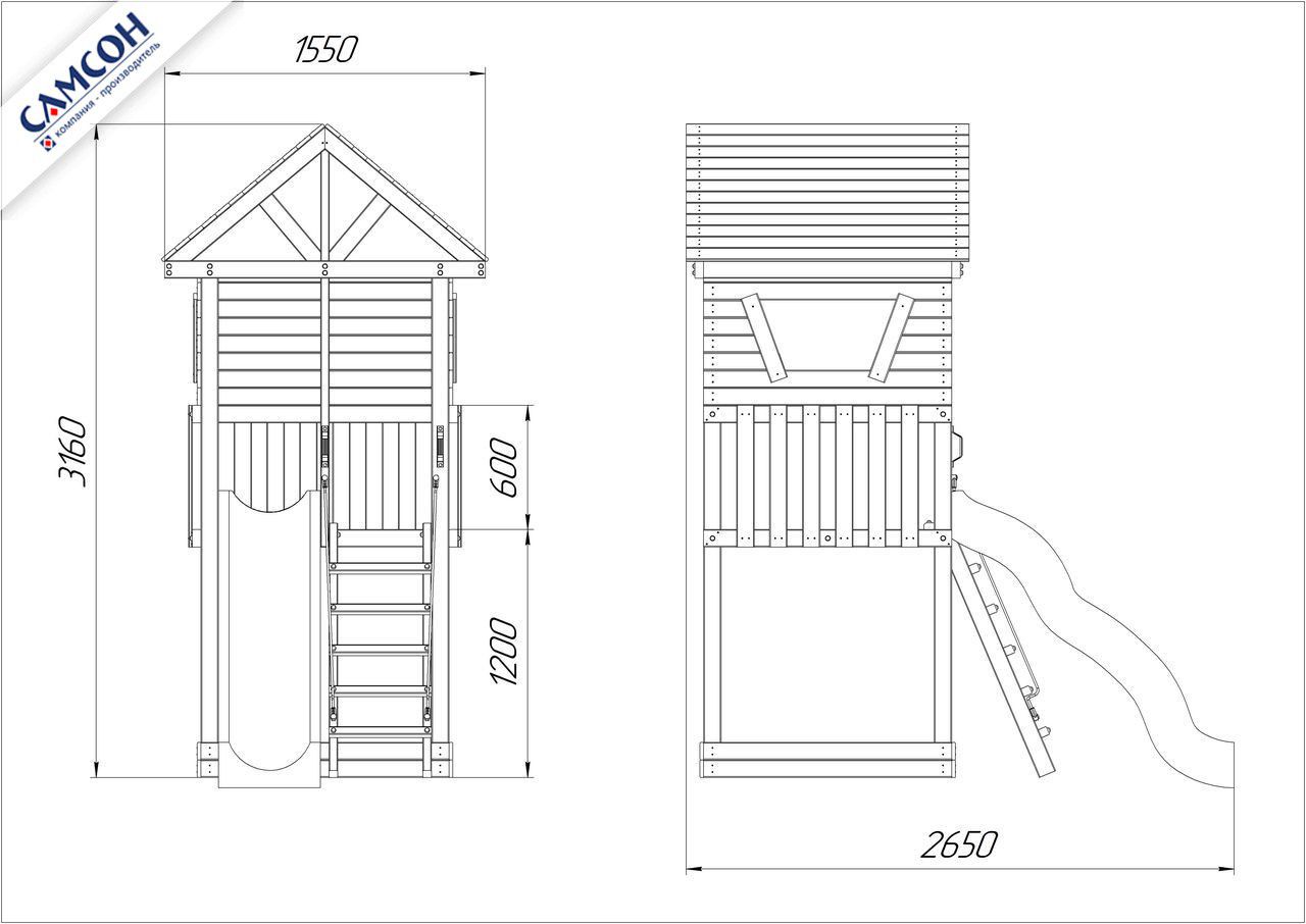 Детская деревянная игровая площадка Самсон Сибирика Башня