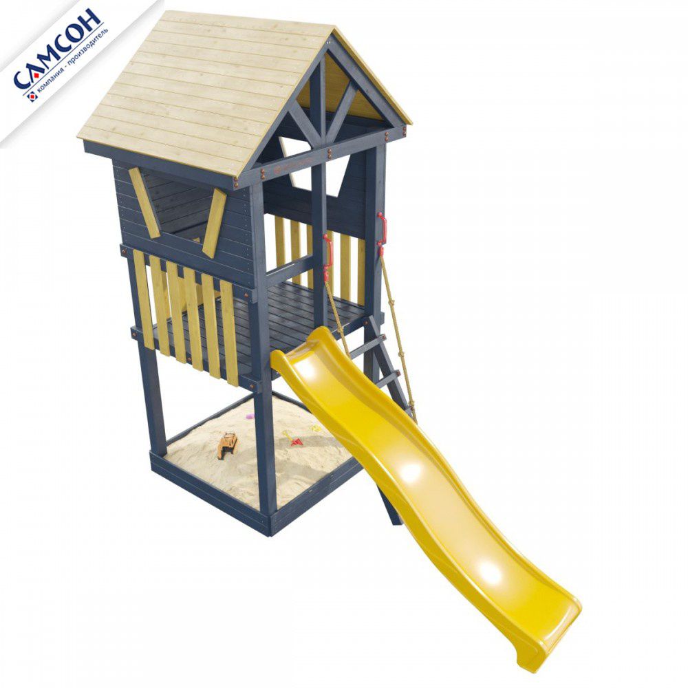 Детская деревянная игровая площадка Самсон Сибирика Башня (Indigo-Ochre)