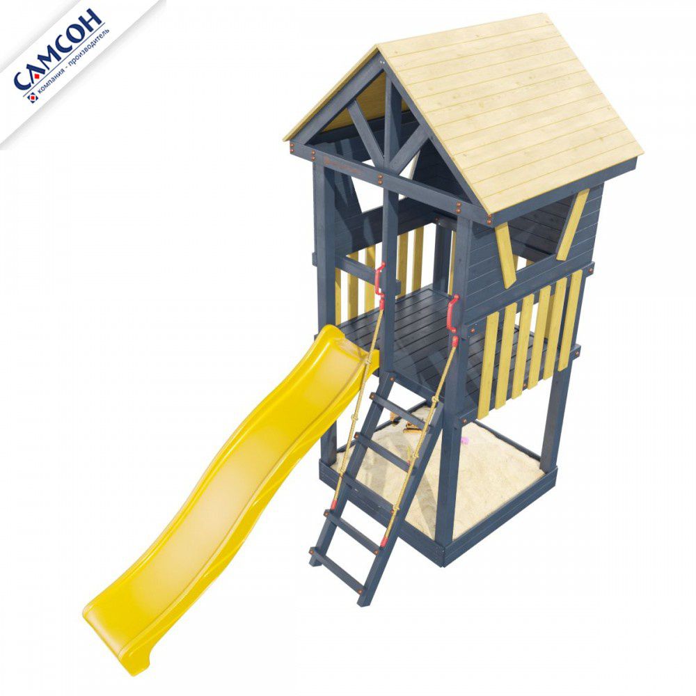Детская деревянная игровая площадка Самсон Сибирика Башня (Indigo-Ochre)