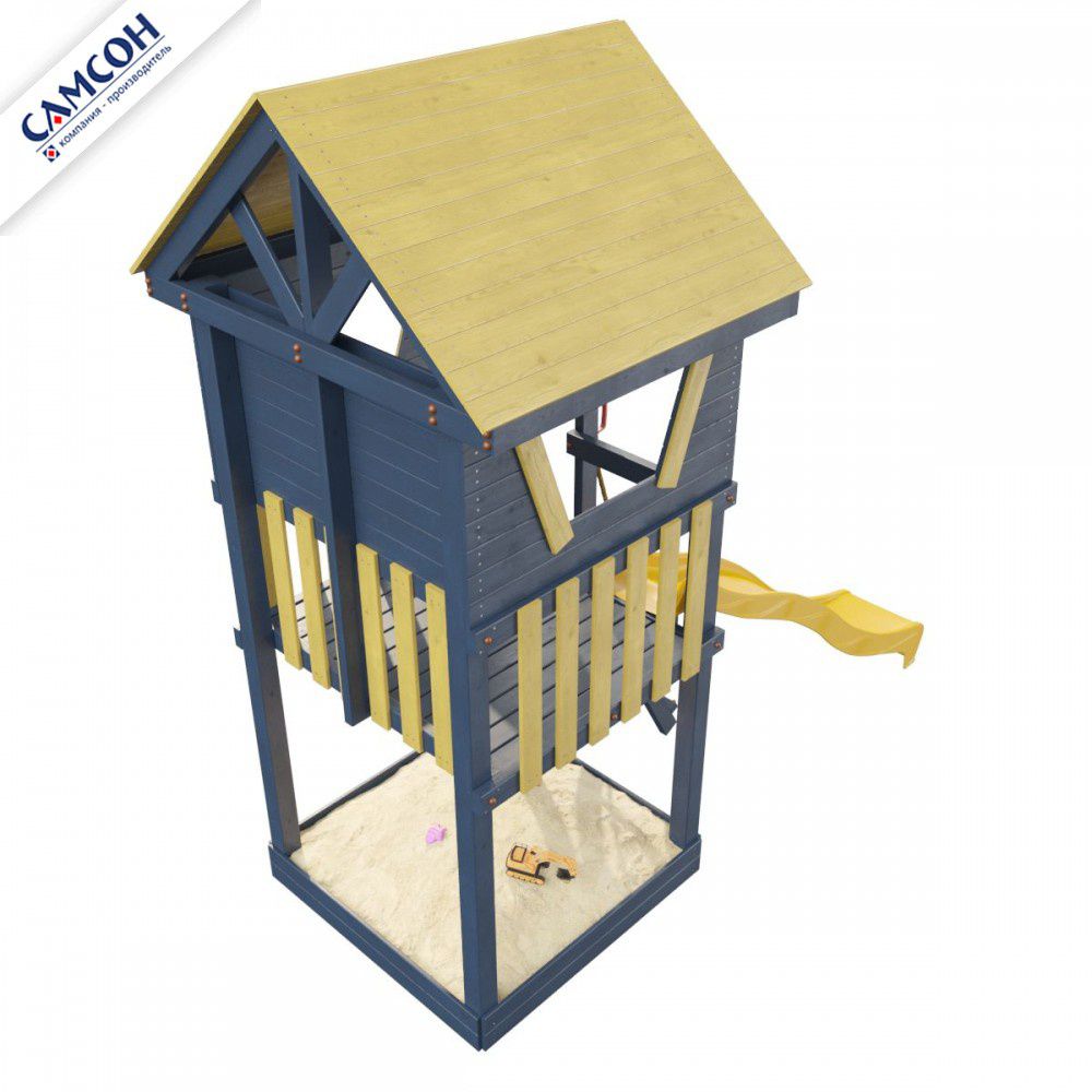 Детская деревянная игровая площадка Самсон Сибирика Башня (Indigo-Ochre)