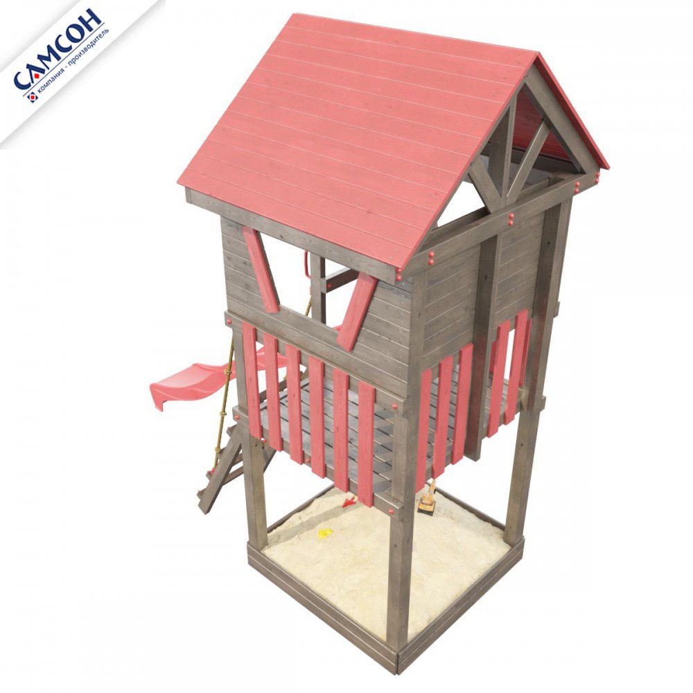 Детская деревянная игровая площадка Самсон Сибирика Башня (Umbra-Carmine)