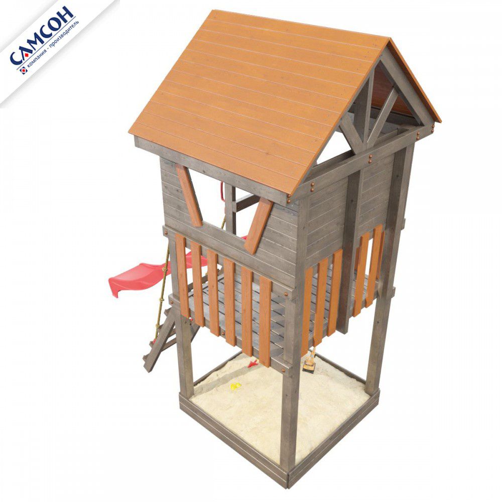 Детская деревянная игровая площадка Самсон Сибирика Башня (Umbra-Terracotta)