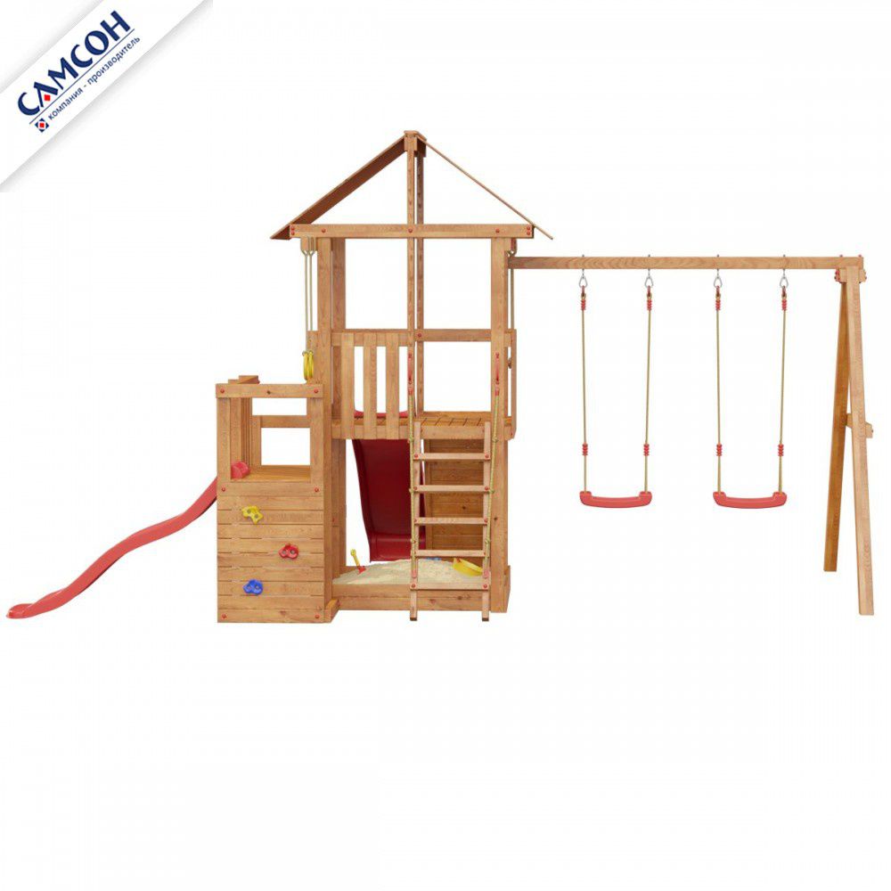 Детская деревянная игровая площадка Самсон Сибирика с 2-я горками