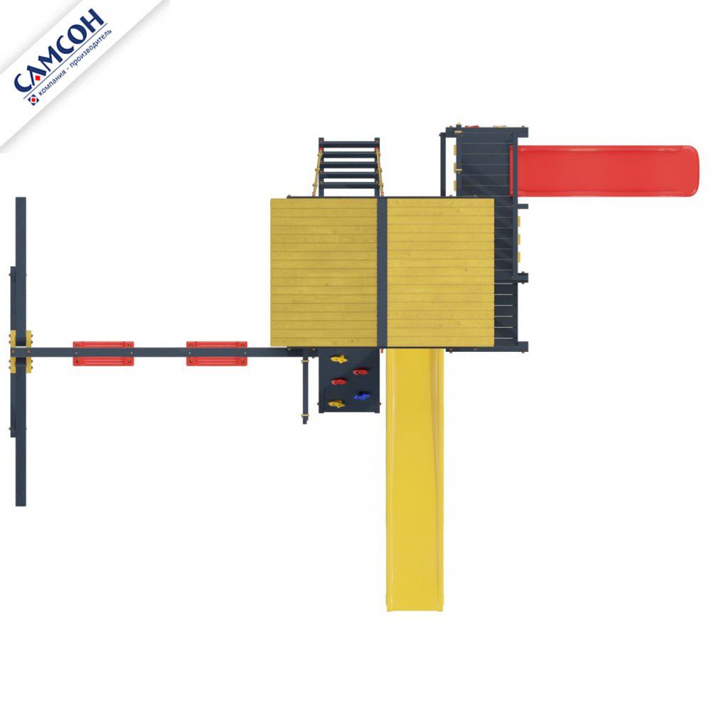 Детская деревянная игровая площадка Самсон Сибирика с 2-я горками (Indigo-Ochre)