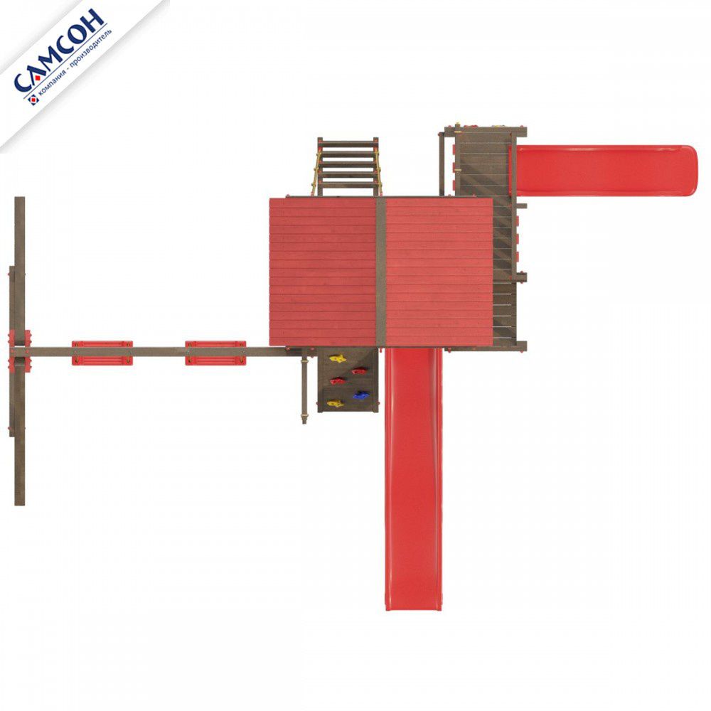 Детская деревянная игровая площадка Самсон Сибирика с 2-я горками (Umbra-Carmine)