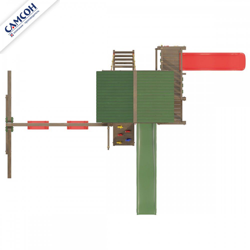 Детская деревянная игровая площадка Самсон Сибирика с 2-я горками (Umbra-Emerald)