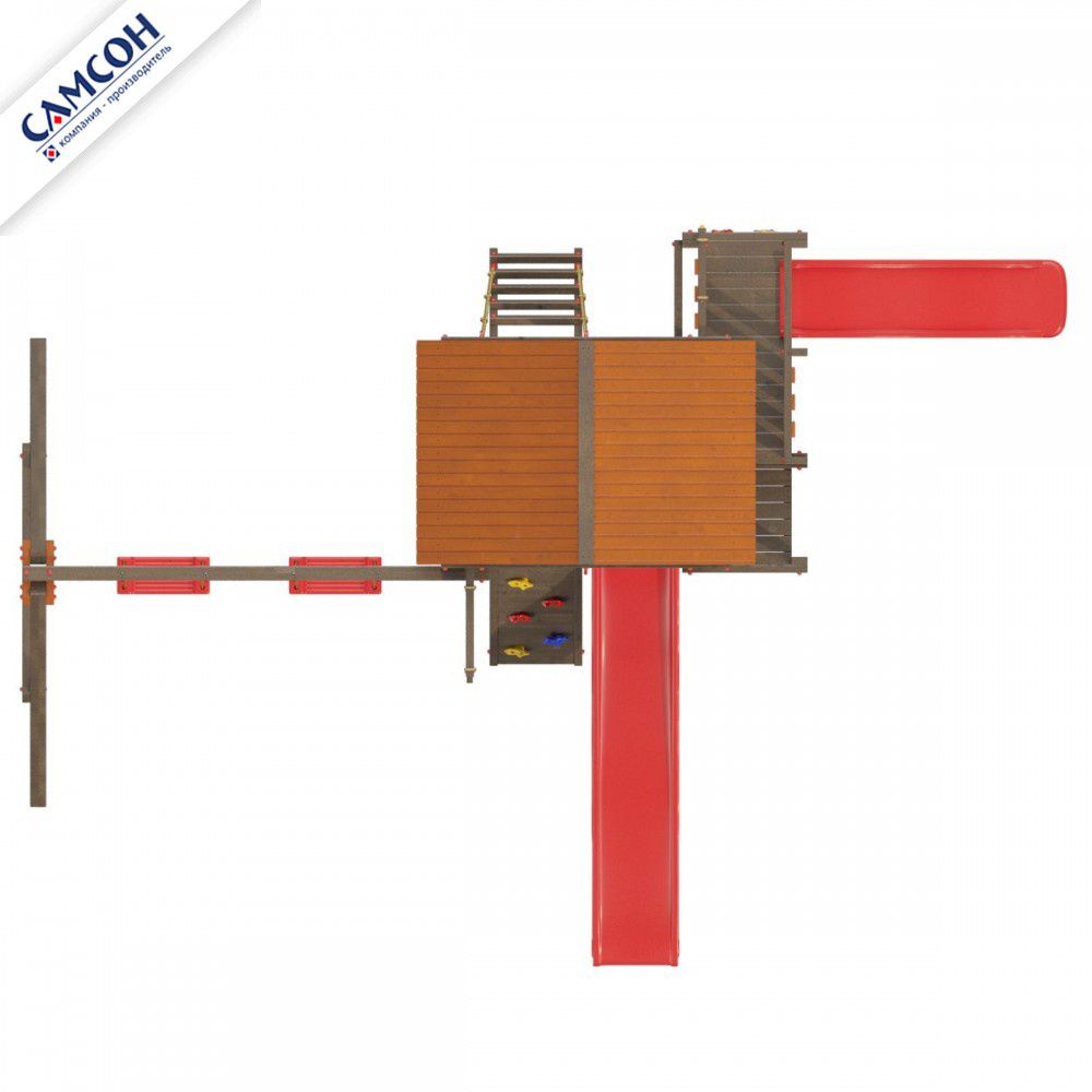 Детская деревянная игровая площадка Самсон Сибирика с 2-я горками (Umbra-Terracotta)