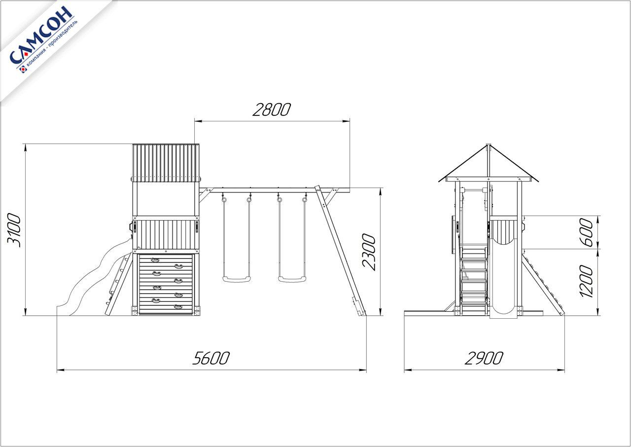 Детская деревянная игровая площадка Самсон Сибирика с рукоходом