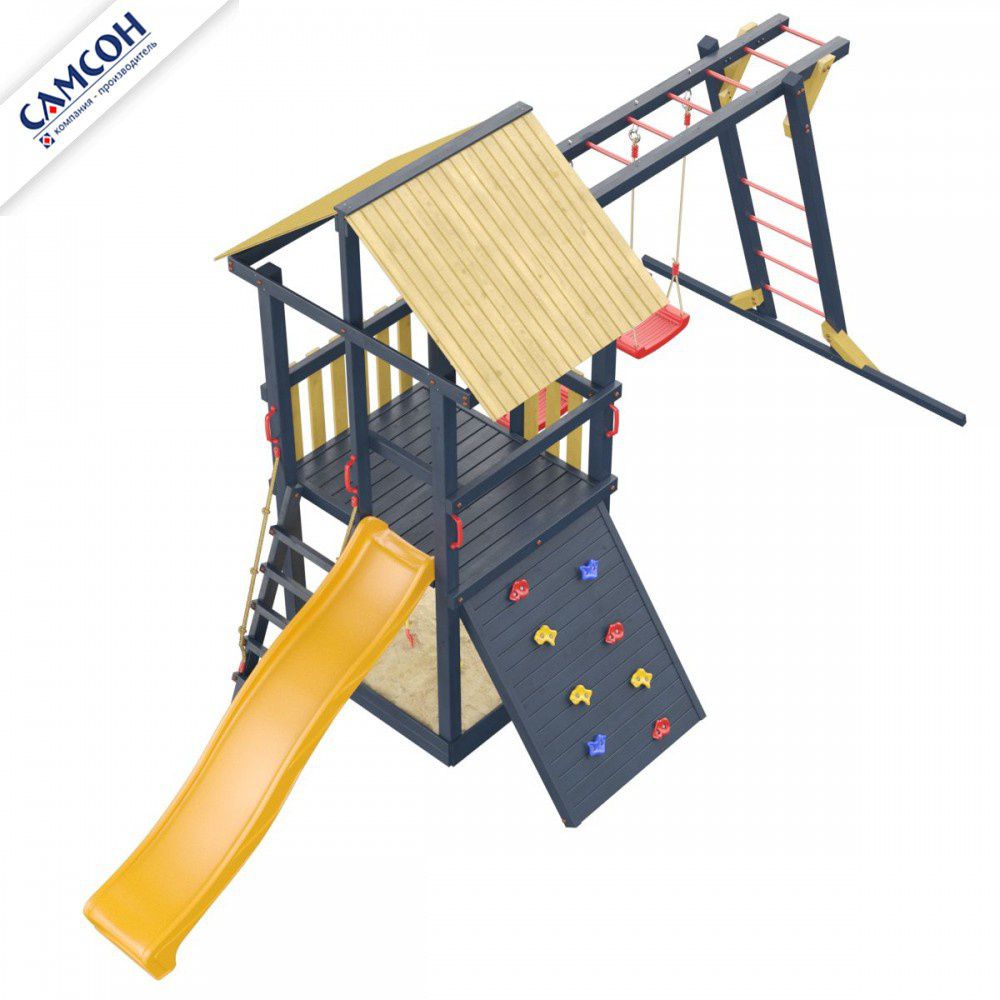 Детская деревянная игровая площадка Самсон Сибирика с рукоходом (Indigo-Ochre)
