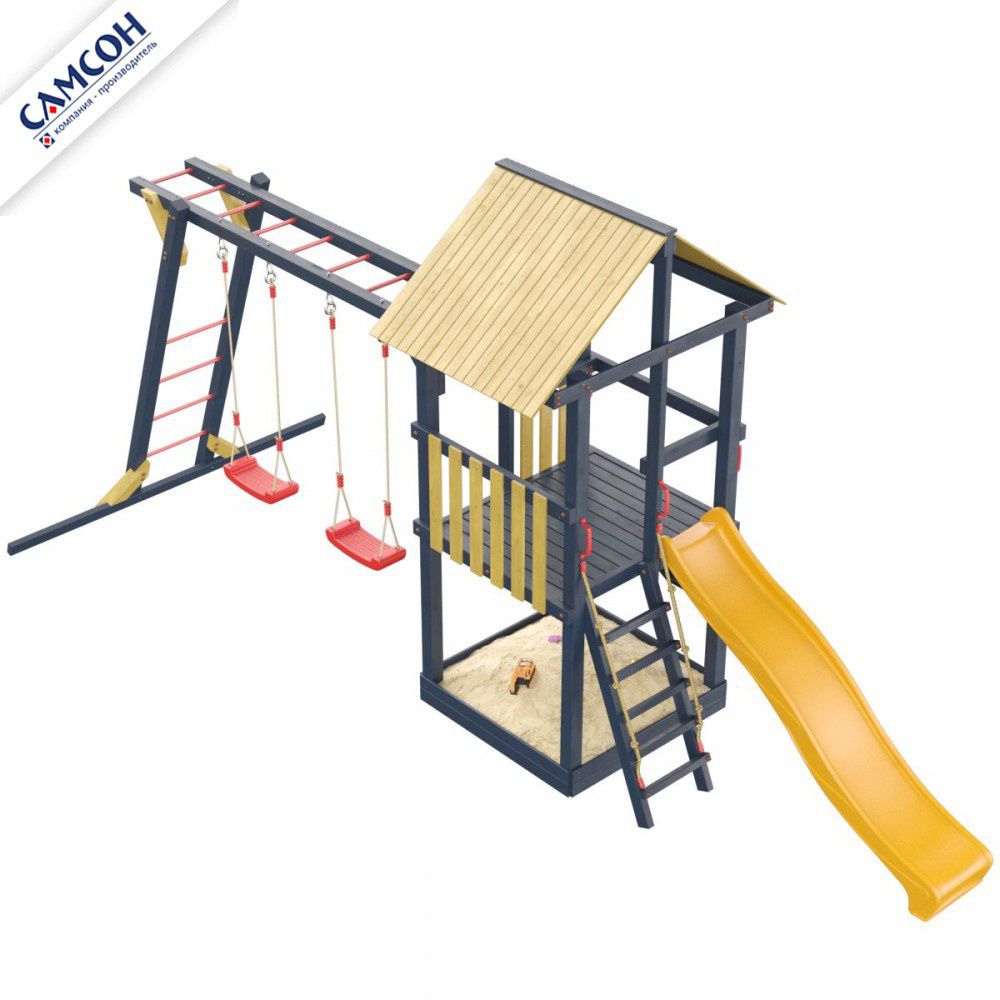 Детская деревянная игровая площадка Самсон Сибирика с рукоходом (Indigo-Ochre)