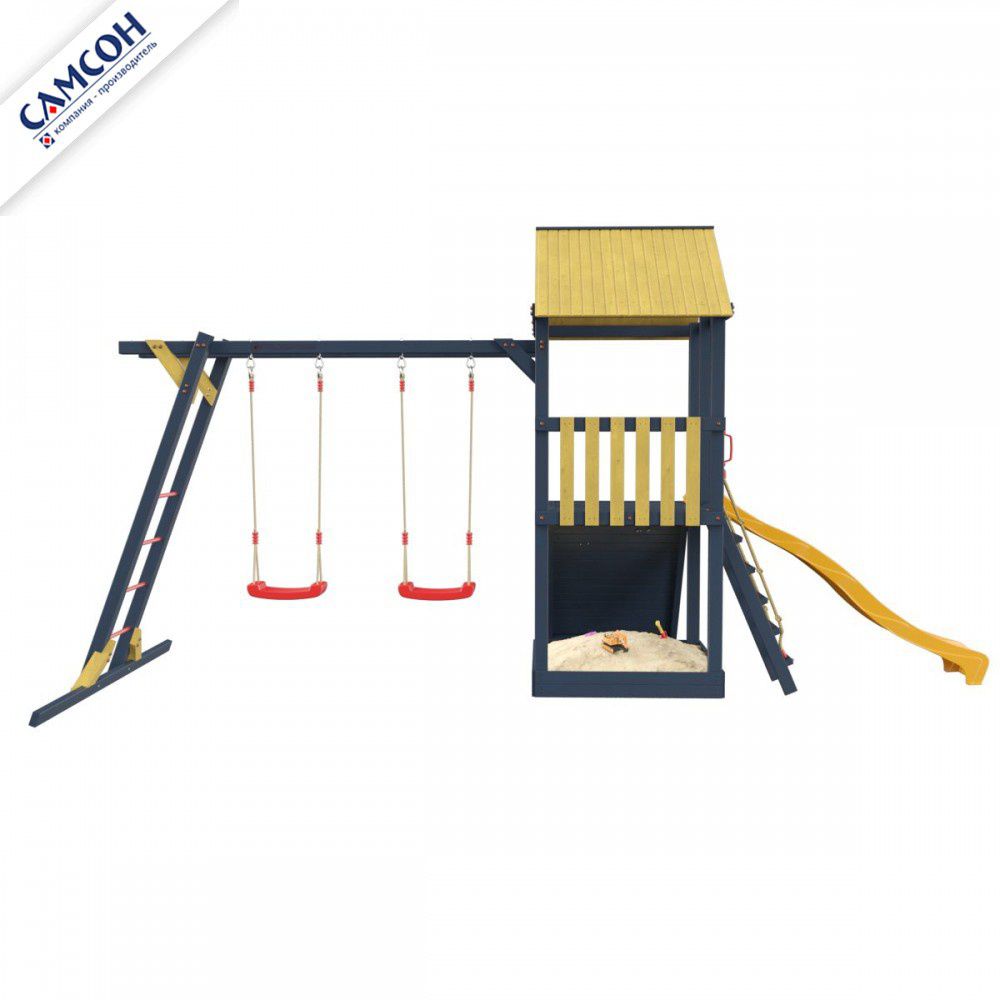Детская деревянная игровая площадка Самсон Сибирика с рукоходом (Indigo-Ochre)