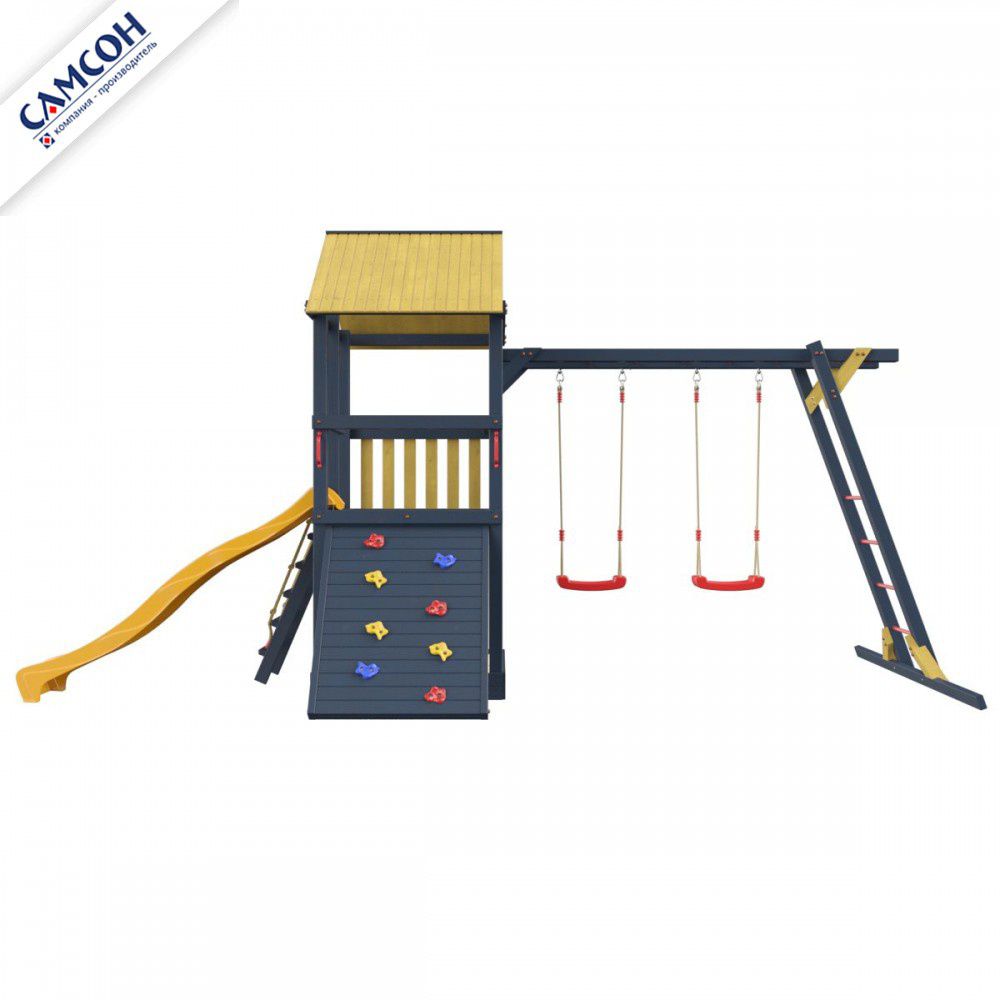 Детская деревянная игровая площадка Самсон Сибирика с рукоходом (Indigo-Ochre)