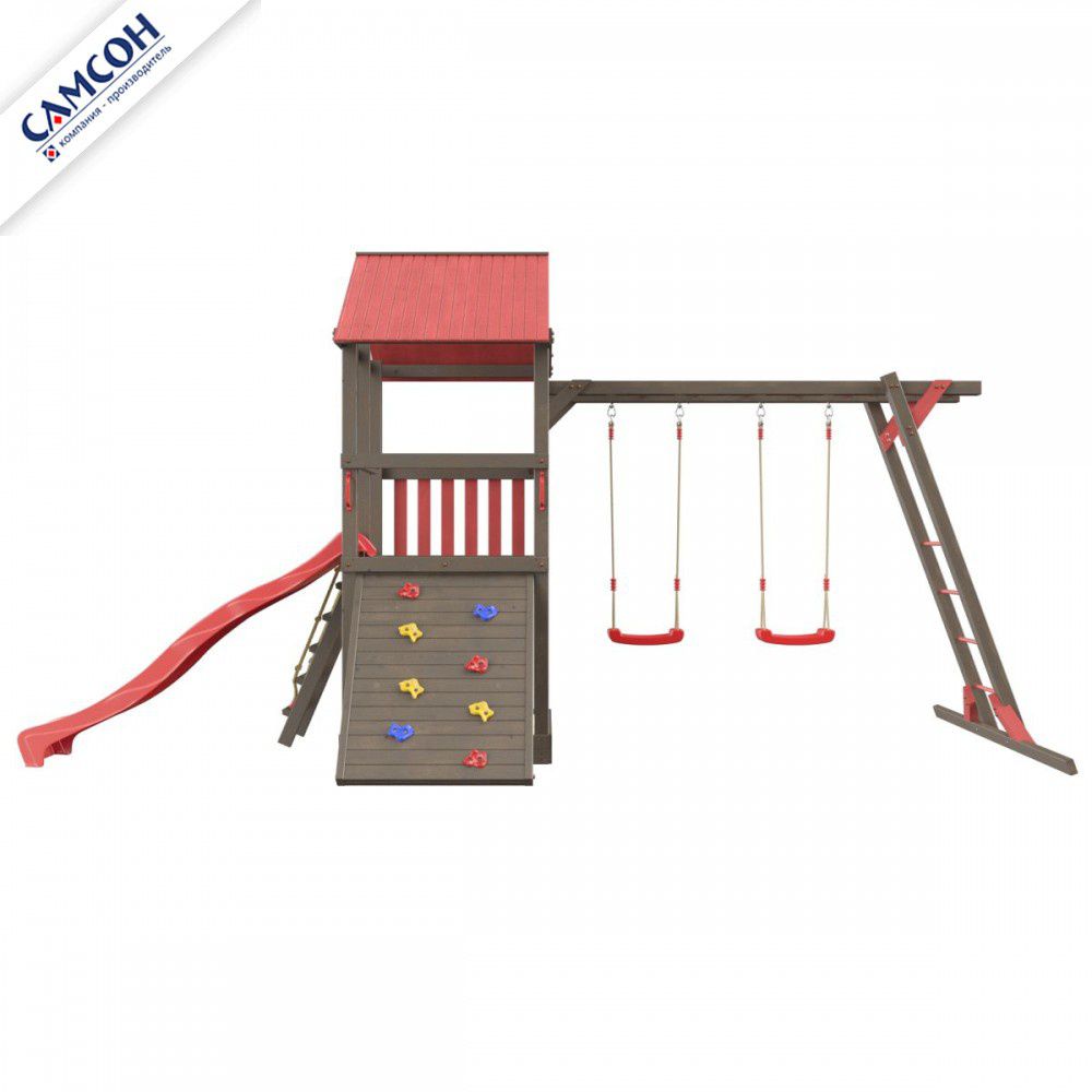 Детская деревянная игровая площадка Самсон Сибирика с рукоходом (Umbra-Carmine)