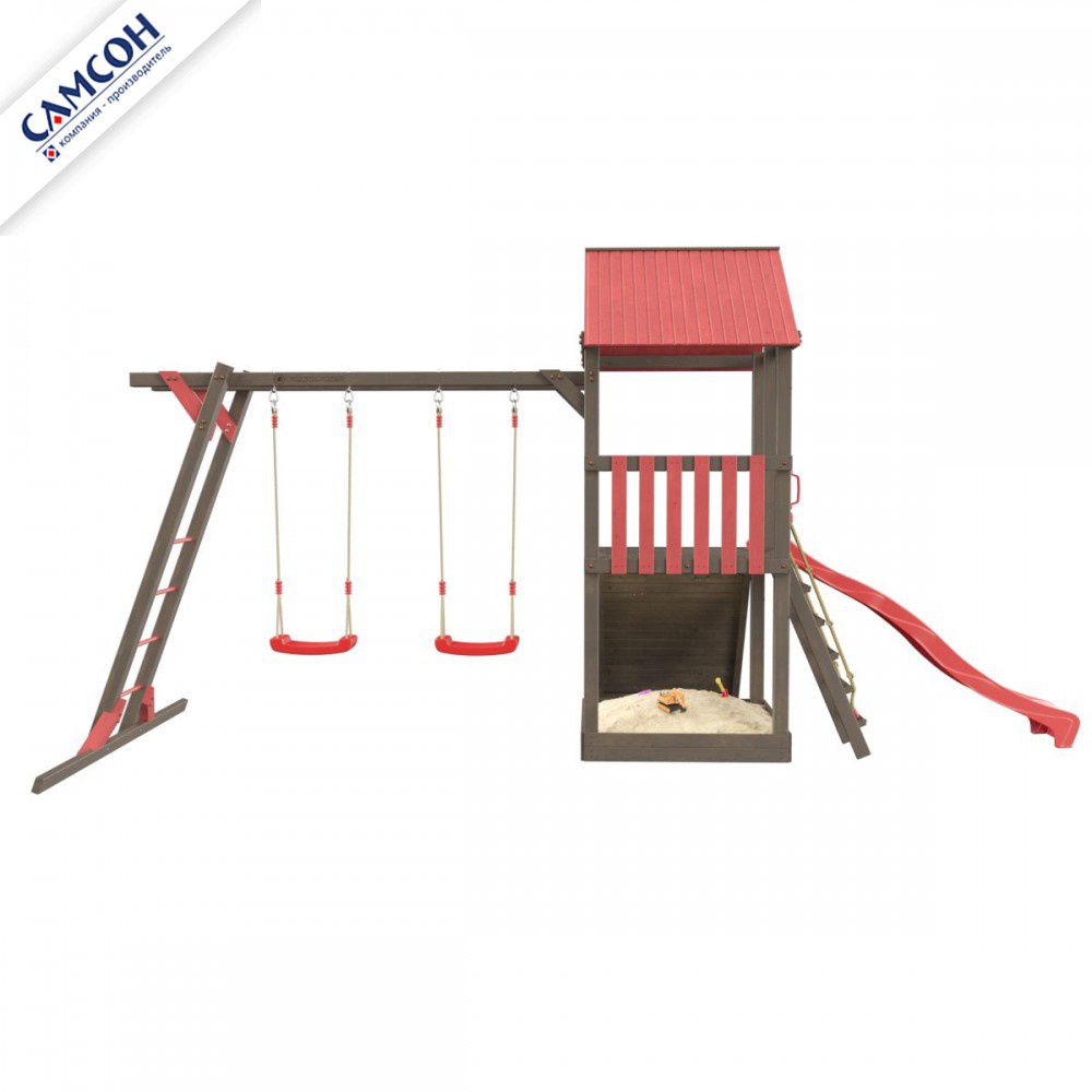 Детская деревянная игровая площадка Самсон Сибирика с рукоходом (Umbra-Carmine)