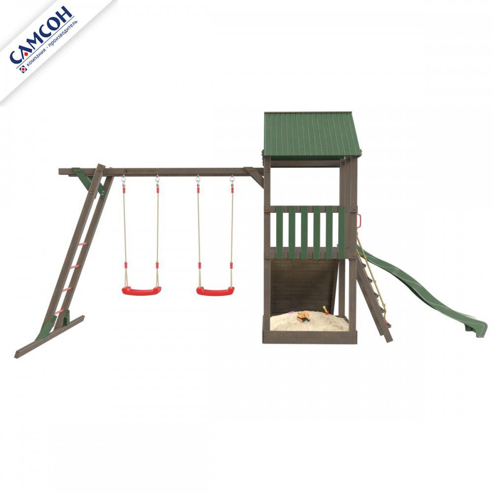 Детская деревянная игровая площадка Самсон Сибирика с рукоходом (Umbra-Emerald)