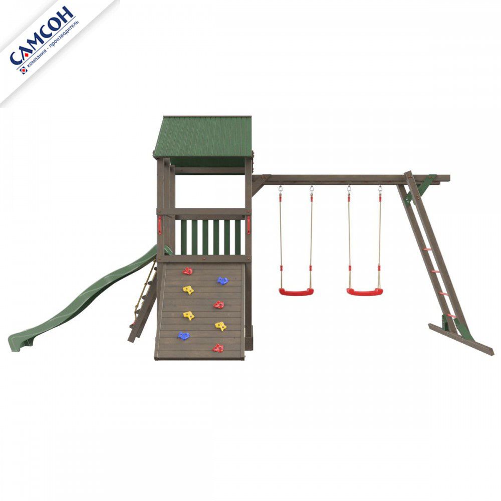 Детская деревянная игровая площадка Самсон Сибирика с рукоходом (Umbra-Emerald)