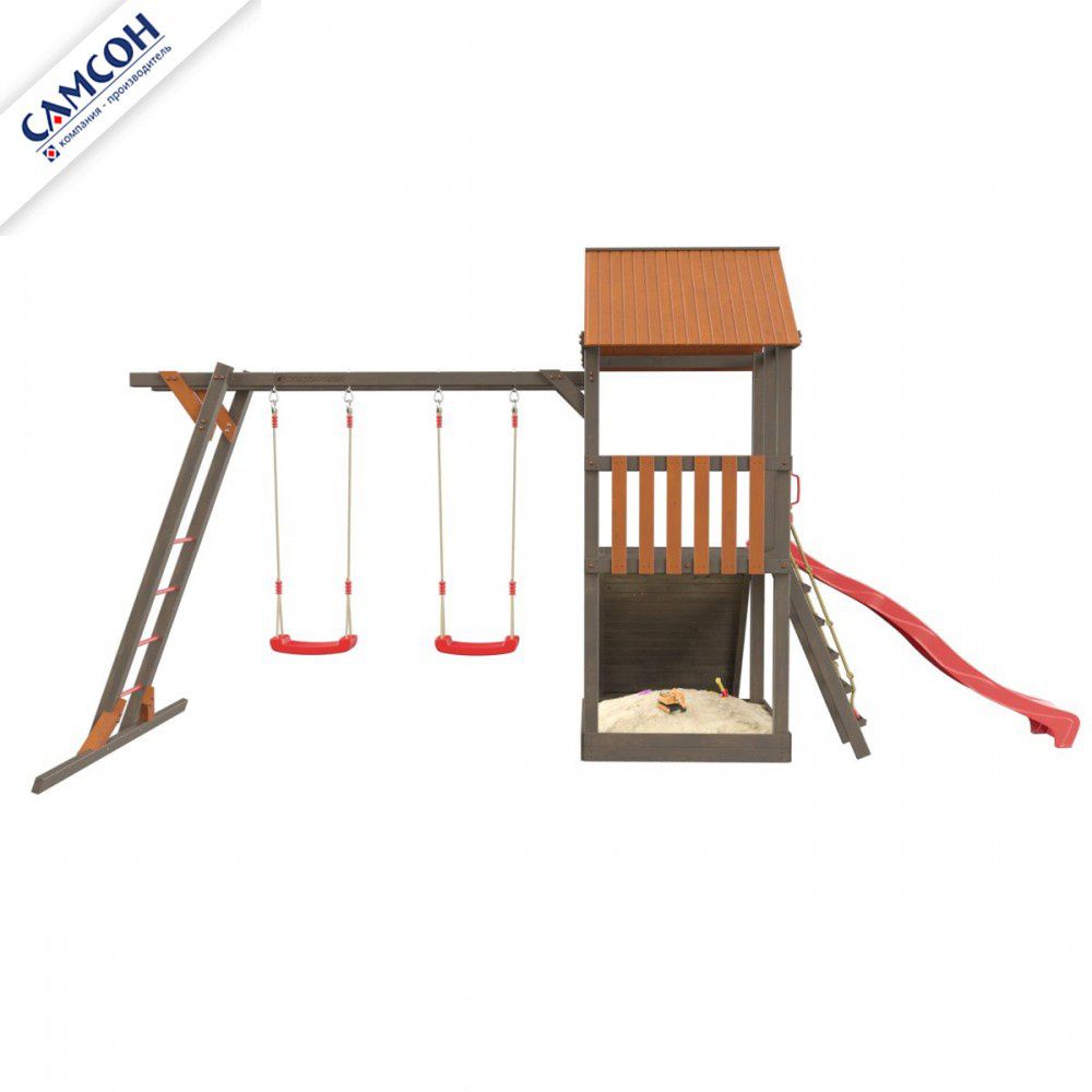 Детская деревянная игровая площадка Самсон Сибирика с рукоходом (Umbra-Terracotta)