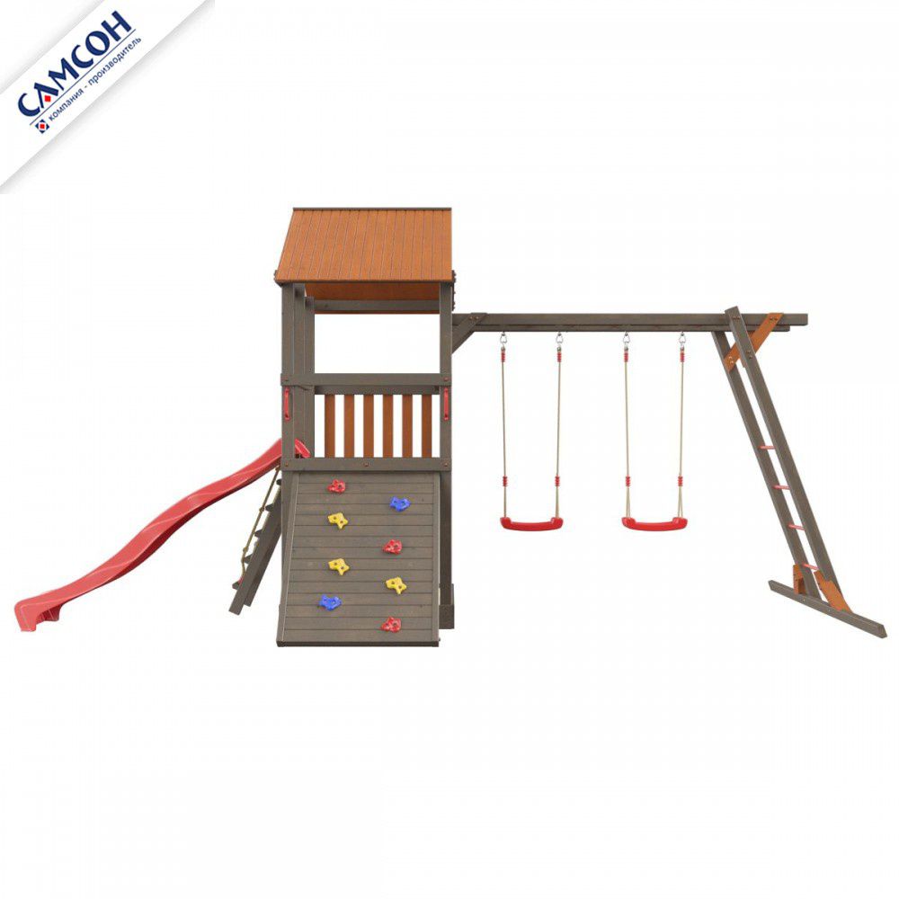 Детская деревянная игровая площадка Самсон Сибирика с рукоходом (Umbra-Terracotta)