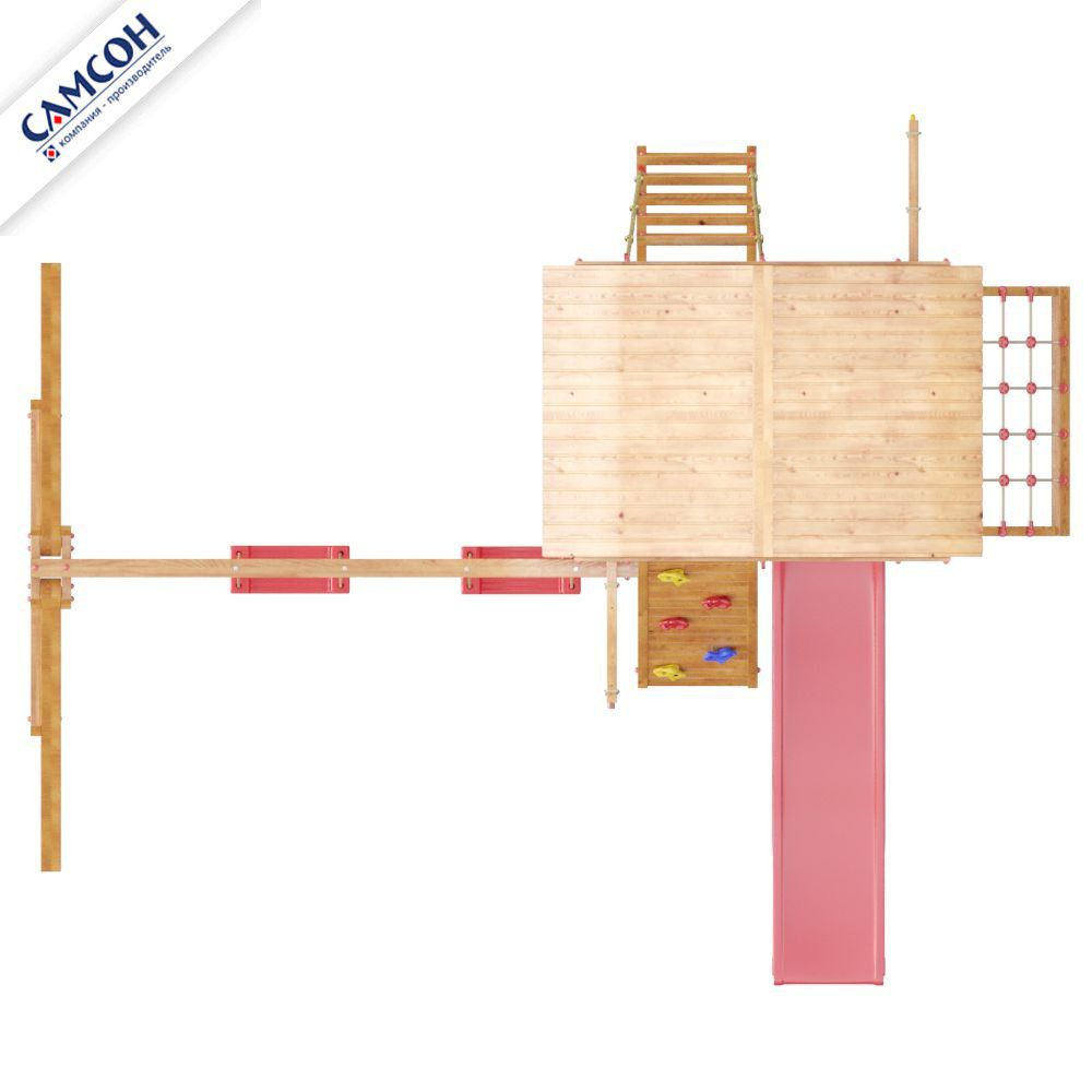 Детская деревянная площадка для дачи Самсон Сибирика с сеткой