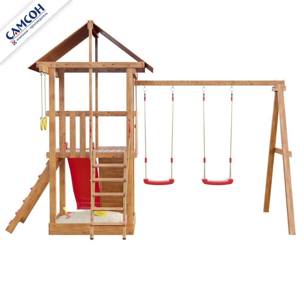 Детская деревянная площадка для дачи Самсон Сибирика с сеткой