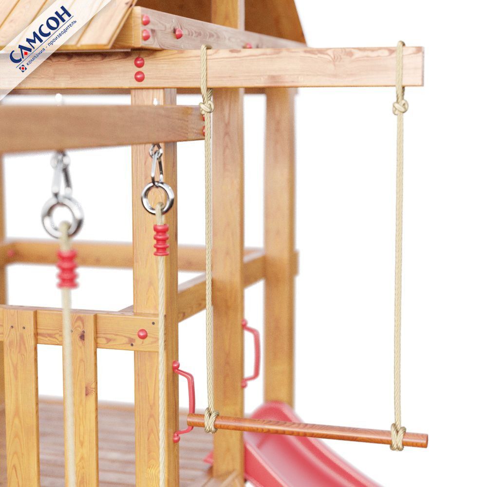 Детская деревянная площадка для дачи Самсон Сибирика с сеткой