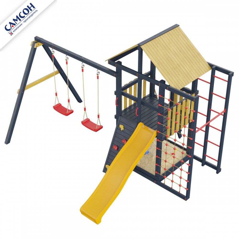 Детская деревянная игровая площадка Самсон Сибирика Спорт (Indigo-Ochre)