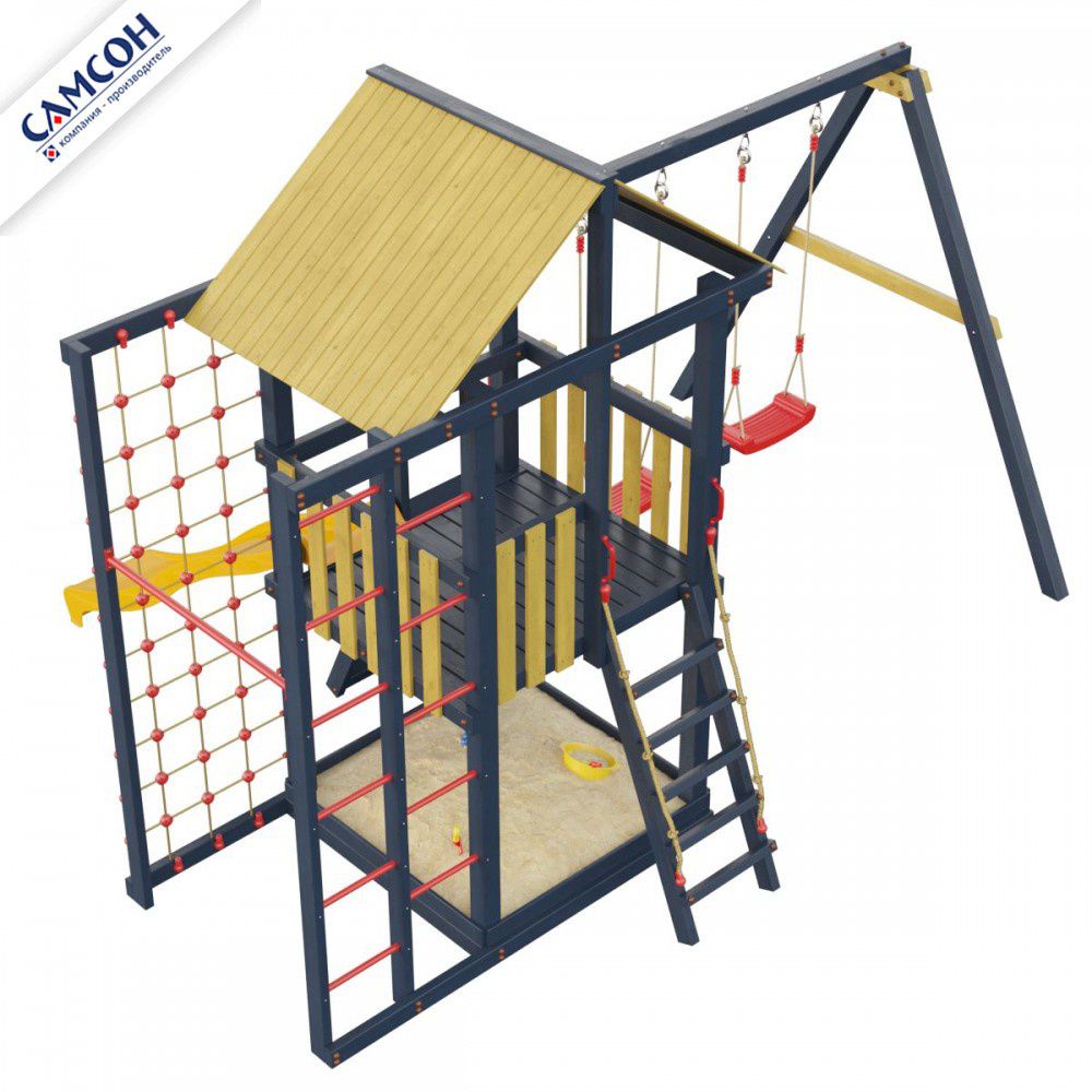 Детская деревянная игровая площадка Самсон Сибирика Спорт (Indigo-Ochre)
