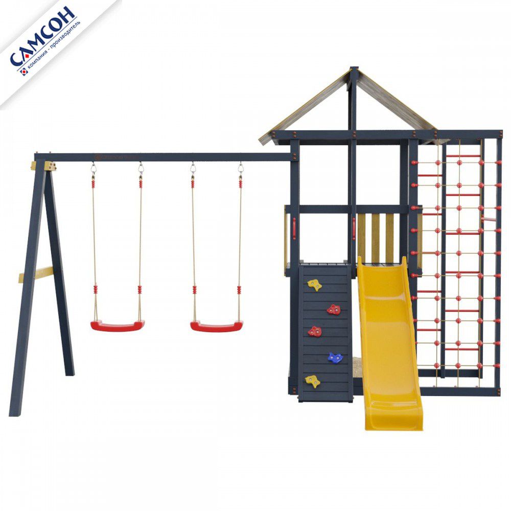 Детская деревянная игровая площадка Самсон Сибирика Спорт (Indigo-Ochre)